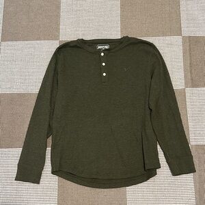 American Eagle Dark Green Henley Shirt